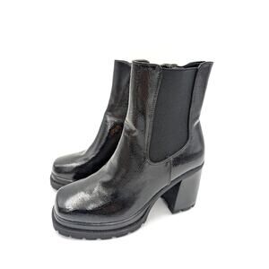 Top Woda West Lug Sole Platform Bootie Side Zip Women's Black Size US6.5 EU37